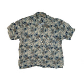 Vintage 90s light blue grey floral pattern Hawaiian shirt size XL by Munsingwear